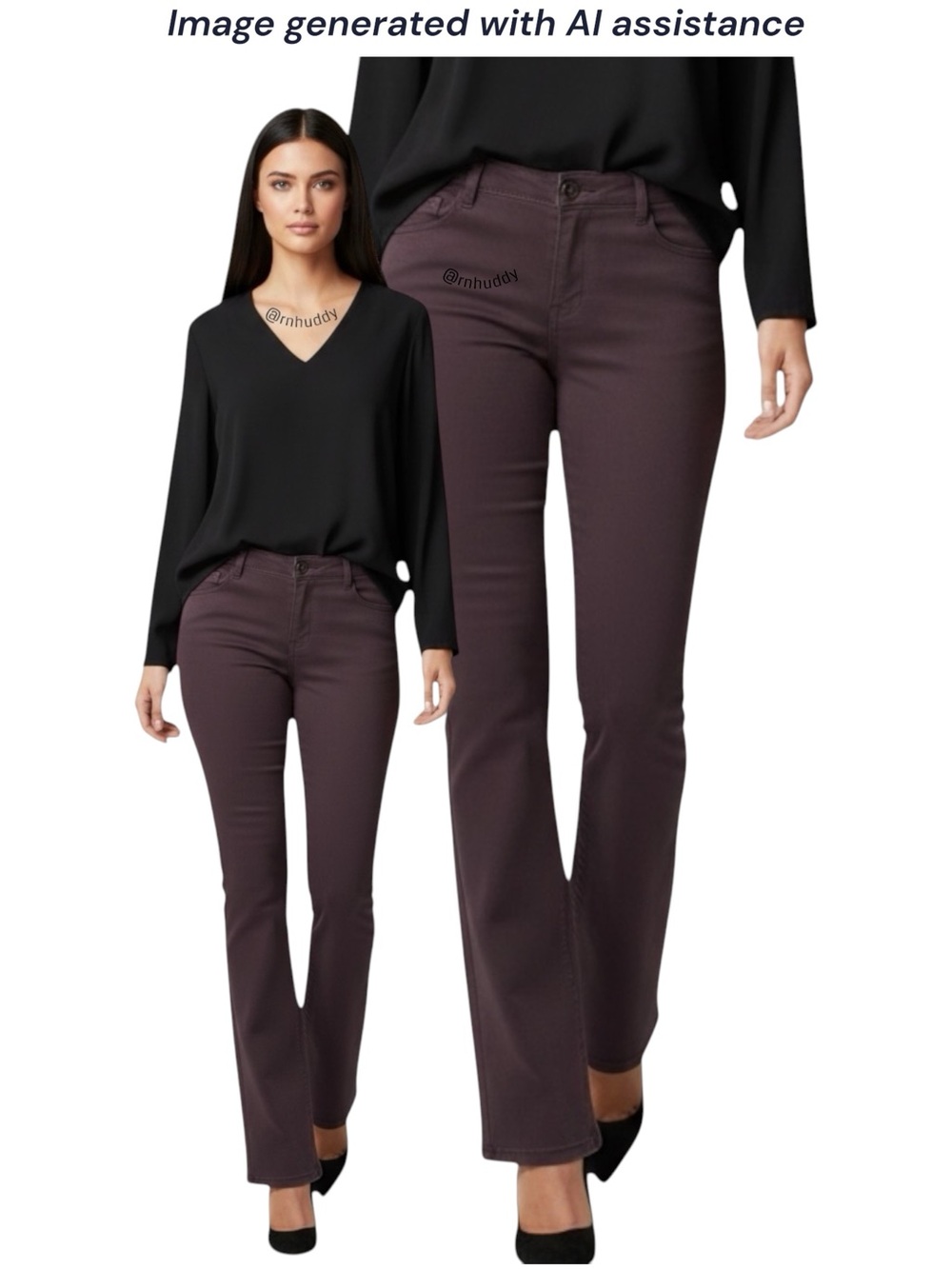 Wit & Wisdom 24W itty bitty boot cut high waisted Malbec plum pant